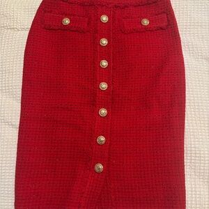 Generation Love Red gold Buttoned Pencil Skirt